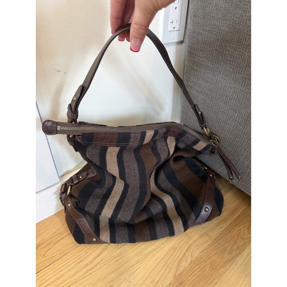 New Fall Neutral Earthy Slouchy Stripes Shoulder Bag Banana Republic Carryall